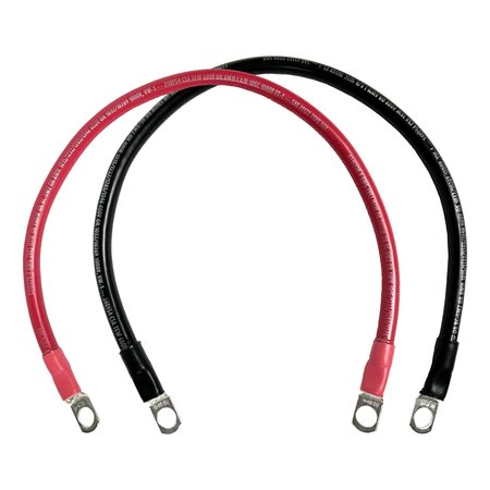 REMINGTON INDUSTRIES Marine Battery Cable Set, 4 AWG Gauge, Tinned Copper w/ Black & Red PVC, 18" Length, 5/16" Lugs 4-5MBCSET18